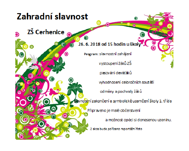 Základní škola chystá zahradní slavnost